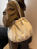 Pleated Women's Shoulder Bag Large Capacity Shopper Handbags