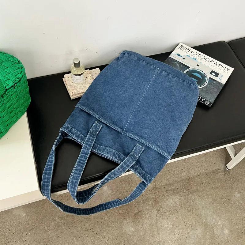 Canvas Tote Shoulder Bags Men Women Solid Handbags School Book Shopper