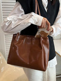 Large Capacity Shopper Tote Bag Casual PU Leather Crossbody Bag