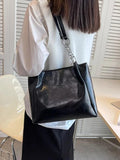 Large Capacity Shopper Tote Bag Casual PU Leather Crossbody Bag