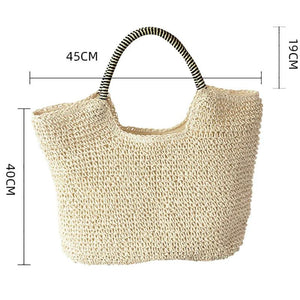 Vintage Straw Woman Tote Bag for Summer Beach