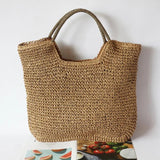 Vintage Straw Woman Tote Bag for Summer Beach