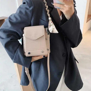 Women's Rivets Chain Shoulder Handbag PU Leather