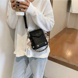 Women's Rivets Chain Shoulder Handbag PU Leather