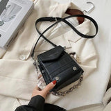 Women's Rivets Chain Shoulder Handbag PU Leather