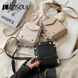 Women's Rivets Chain Shoulder Handbag PU Leather