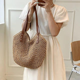 Bohemian Rattan Straw Shoulder Handbag High Capacity Tote Bag