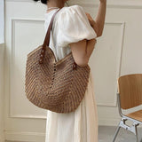 Bohemian Rattan Straw Shoulder Handbag High Capacity Tote Bag