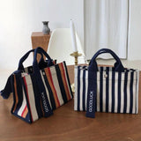 Canvas Stripe Women Handbag Small Bag Single Shoulder Canvas Bag