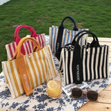Canvas Stripe Women Handbag Small Bag Single Shoulder Canvas Bag