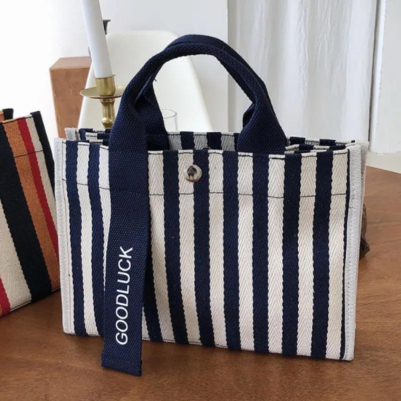 Canvas Stripe Women Handbag Small Bag Single Shoulder Canvas Bag