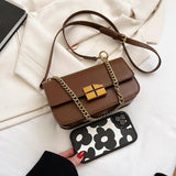 Square Crossbody Bag Women Leather Handbag Small Shoulder Bag