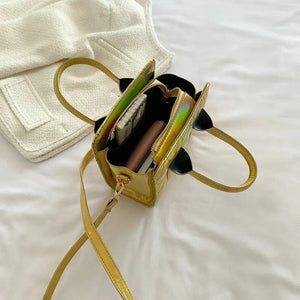 Bright Leather Crossbody Bags for Women Small Tote Bag Lady Shoulder Bag