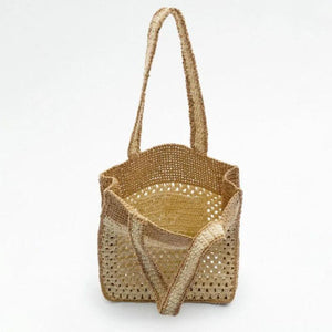 Summer Crochet Handbag Women's bag contrast hand woven shopping bag