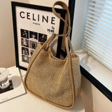 Large Capacity Portable Straw Woven Bag Women's Tote Shoulder Bag