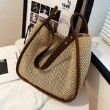 Large Capacity Portable Straw Woven Bag Women's Tote Shoulder Bag