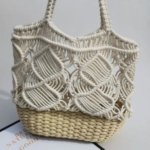 Hollow Straw Woven Women Shoulder Bag Beach Straw Tote Bag
