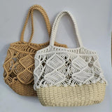 Hollow Straw Woven Women Shoulder Bag Beach Straw Tote Bag
