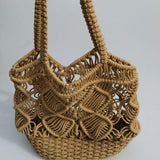 Hollow Straw Woven Women Shoulder Bag Beach Straw Tote Bag