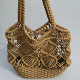 Hollow Straw Woven Women Shoulder Bag Beach Straw Tote Bag