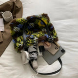 Multi Plush Bags Faux Fur Tote Winter Handbag Shoulder High Satchel