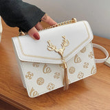 Chain Shoulder Bags for Women Small Printing Crossbody Bags Deer Head Bag