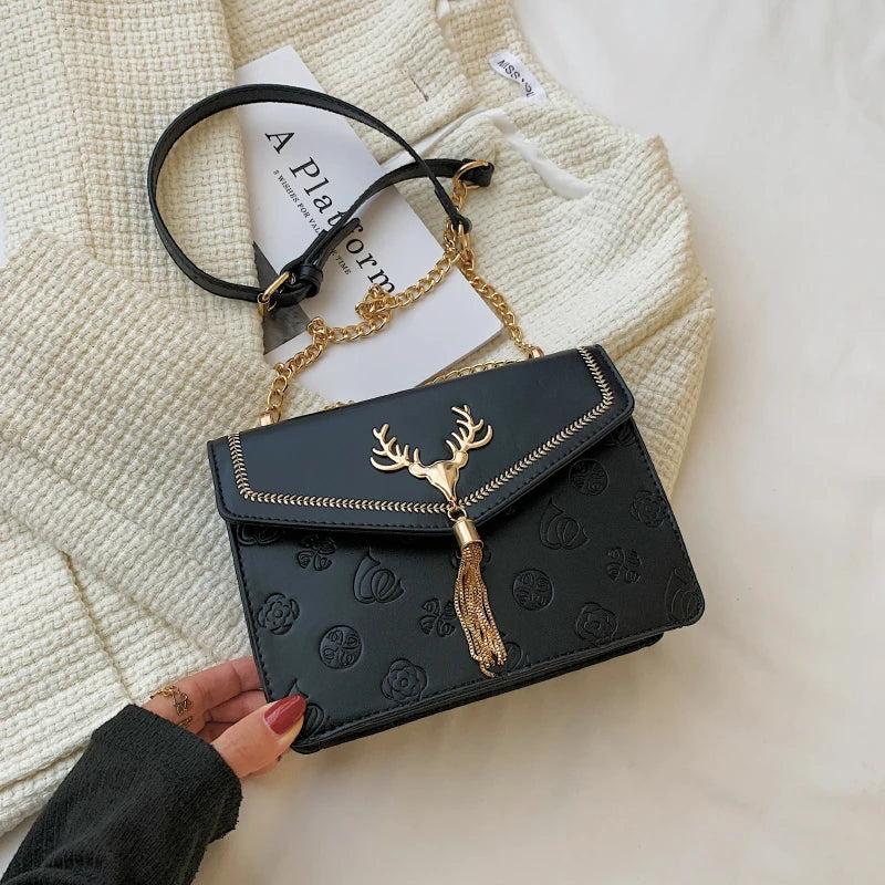 Chain Shoulder Bags for Women Small Printing Crossbody Bags Deer Head Bag