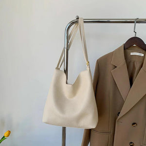 Vintage Large Leather Shoulder Bags for Women - High Capacity Bucket Handbags