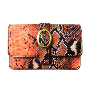 Snake Pattern Shoulder Bag Shoe Buckle Chain for Women