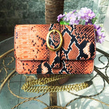 Snake Pattern Shoulder Bag Shoe Buckle Chain for Women