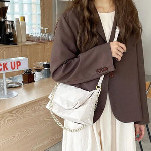 Geometric Armpit Bag Women Chain Shoulder Bags PU Leather