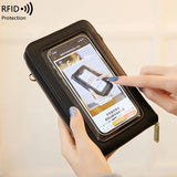 RFID Multi-function Touch Screen Cell Phone Bag Girl Purse