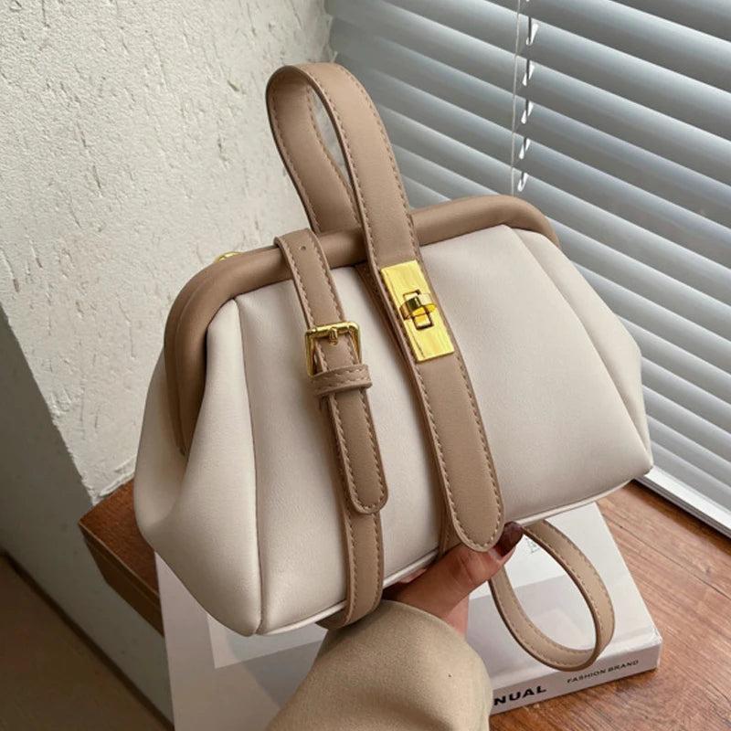 Retro Contrast Messenger Bag for Women