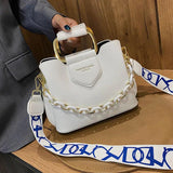 Women's PU Leather Bucket Crossbody Bags Classic Shoulder Bags