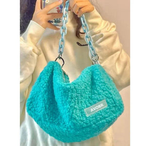 Large Capacity Women Handbag Tote Bag Plush Shoulder Messenger Bag