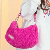 Large Capacity Women Handbag Tote Bag Plush Shoulder Messenger Bag