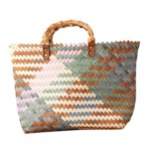 Large Capacity Women Handbag Woven Shopping Basket Straw Tote Bag