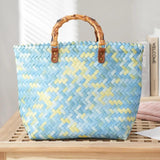 Large Capacity Women Handbag Woven Shopping Basket Straw Tote Bag