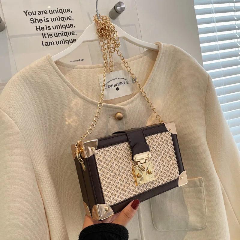 Straw Box Bag Small Mobile Phone Dinner for Women Crossbody