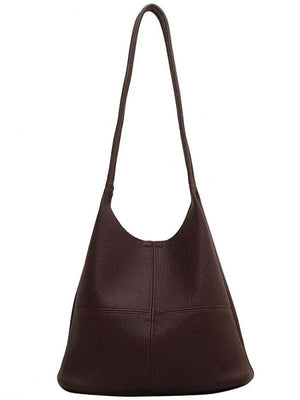 Women's Pu Leather Bucket Shoulder Bag Large Capacity Casual Solid