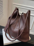 Women's Pu Leather Bucket Shoulder Bag Large Capacity Casual Solid