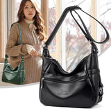 2-Layer Crossbody Bag for Women - Leather Shoulder Bag