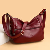 2-Layer Crossbody Bag for Women - Leather Shoulder Bag