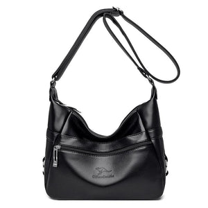 2-Layer Crossbody Bag for Women - Leather Shoulder Bag