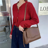 Vintage Women Shoulder Bag PU Leather Handbags Big Totes Solid Ladies Hand Bag