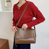 Vintage Women Shoulder Bag PU Leather Handbags Big Totes Solid Ladies Hand Bag