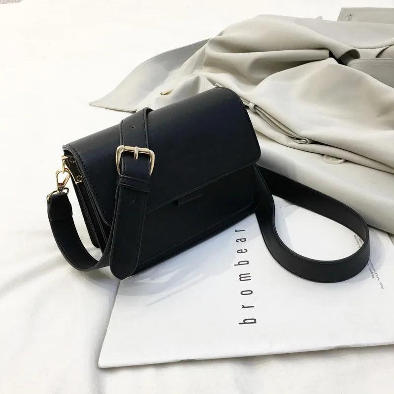 Vintage Solid Women's Shoulder Bags Pu Leather Handbag Flap Crossbody Small