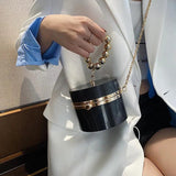 Cylindrical Chain Box Bags Evening Shoulder Crossbody Party Clutch Purse