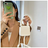 Stylish Candy Headphone Box Small MINI Square Portable Green Orange Leather Bag