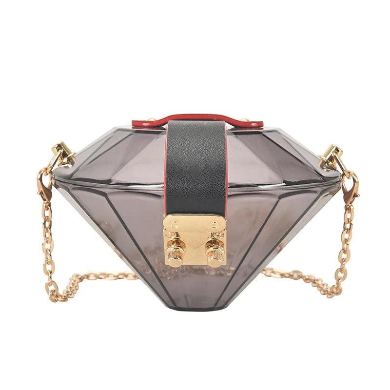 Clear Acrylic Diamonds Crossbody Bag Chain Shoulder Evening Party